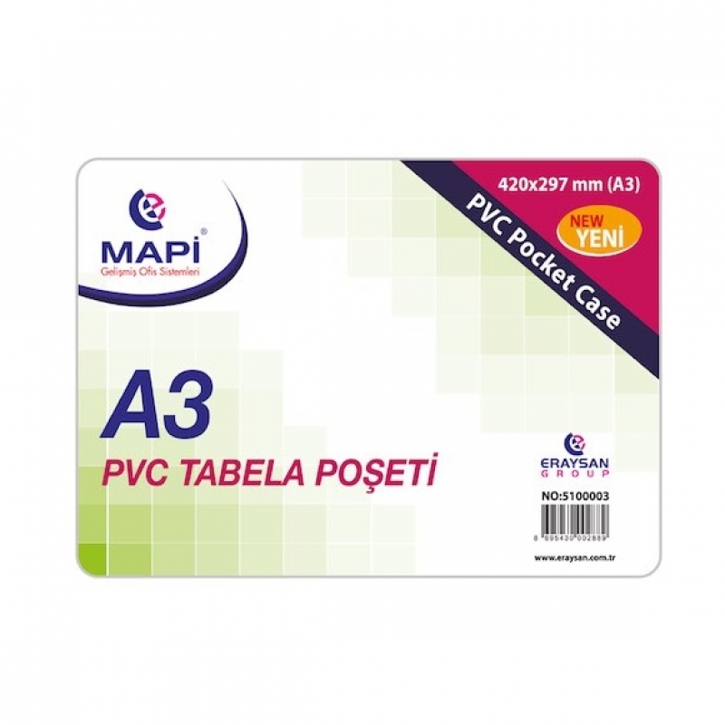 MAPİ TABELA POŞETİ A3 PVC 20Lİ 510 00 03